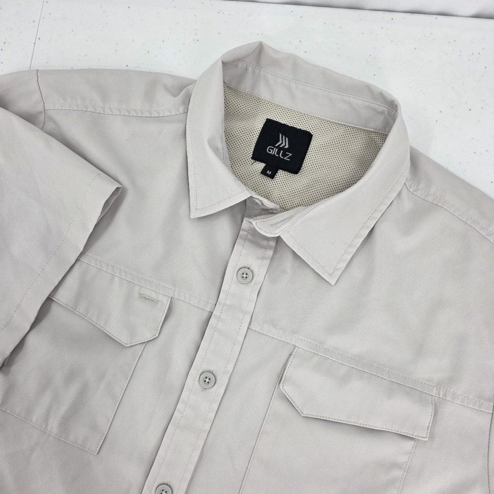 Gillz‎ Performance Short Sleeve Vented Fishing Shirt Men's Size Medium Gray.